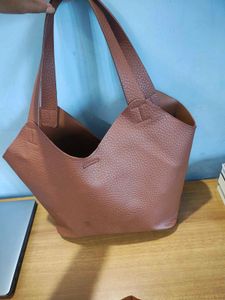 Chic Brown Faux Leather Tote Bag