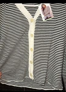 Striped Button-Up Cardigan