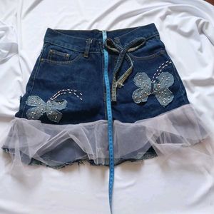 Denim Skirt with Butterfly Applique✨️🎀