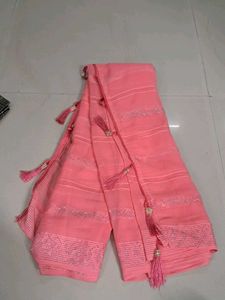 Elegant Pink Saree with Tassels