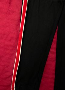Black Jegging Pants with Red Stripe