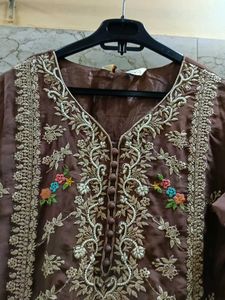 Embroidered Brown Kurta with Pant