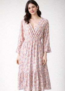 Floral Print V-Neck Dress