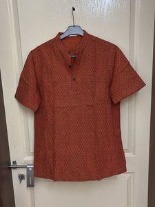 Rust orange Printed Cotton Kurta