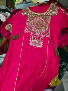 Embroidered Cotton Kurta with Mirror Work