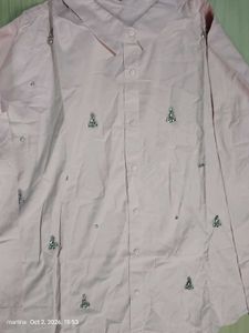 Cute Pink Embroidered Button-Up Shirt
