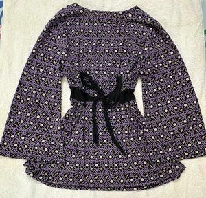Boho Bell Sleeve Purple Floral Top
