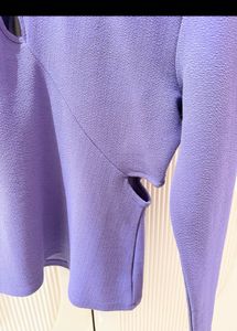 Stylish Purple Cut-Out Long Sleeve Top