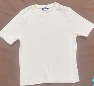 Cream Crew Neck Long Sleeve Top