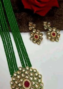 Green Bead Kundan Necklace