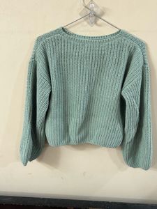 Cozy Mint Green Cropped Knit Sweater