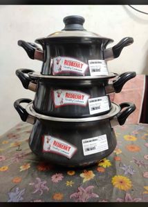 NEW PACKED HARD ANODIZED HANDI SET WITH STAINLESS STEEL LID