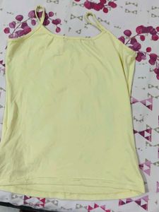 Light Yellow Camisole with Lace Trim