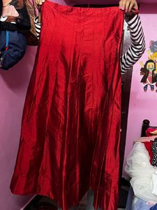 Vibrant Red Ethnic Skirt