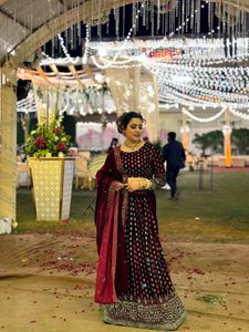 Stunning Maroon Lehenga Choli Set