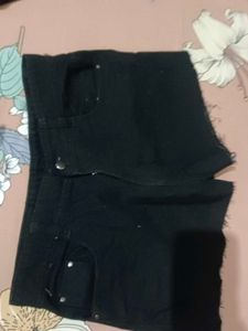 Black Denim Cut-Off Shorts