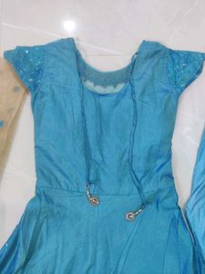 Beautiful Blue Designer Anarkali Suit Set with Dup