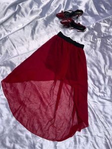 Chic Red High-Low Skirt