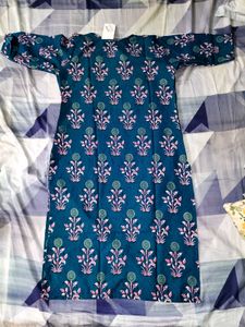 Teal Floral Print Kurta