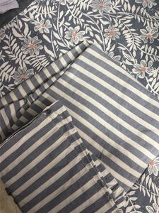 Blue Striped flat bedsheet queen size