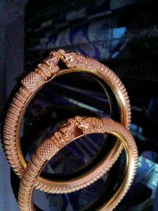 Exquisite Gold Plated Bangles with Lion Head Desig