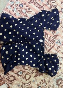 Cute Navy Heart Print Co-ord Set