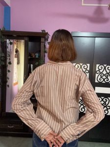 Striped Brown Button-Up Shirt