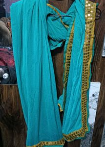 Elegant Teal Dupatta with Gold Sequins