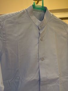 Light Blue Band Collar Shirt
