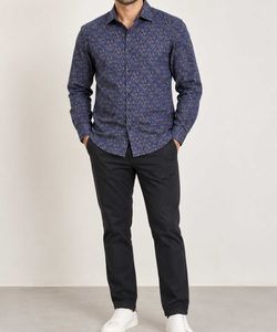 Men's Blue Floral Print Shirt