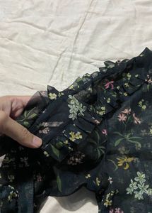 Floral Mesh Crop Top