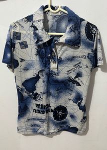 Unisex Nautical Map Print Polo Shirt