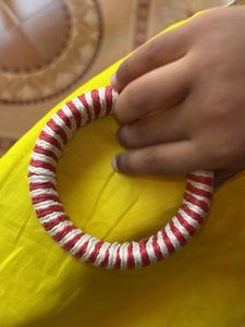 Handmade Red &amp; White Striped Bangle