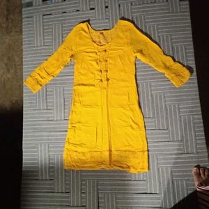 Yellow Embroidered Kurta