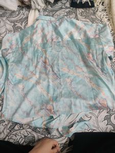 Flowy Marble Print Collared Shirt