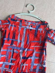 Red and grey kurta and plazo set