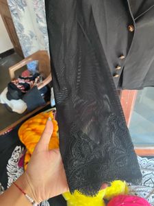 Stylish Black Blazer with Lace Detail