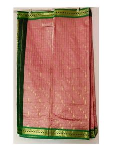 Elegant Pink Saree with Gold Accents