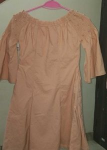 Peach Off-Shoulder Dress