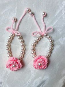 Handmade Pearl Anklets with Rose Charm
