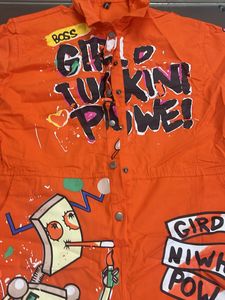 Orange Graphic Button-Down Shirt