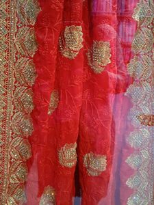Red Embroidered Saree