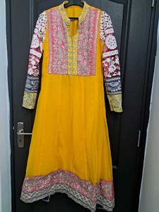 Yellow Embroidered Anarkali