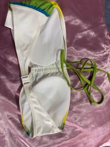 Colorful Bikini Top with Tie Straps