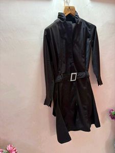 Chic brown Mini coat Dress with Belt