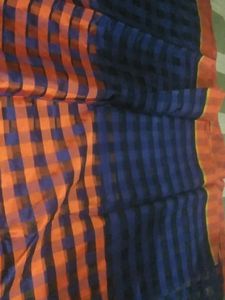 Orange Checked Saree