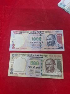 Rare Indian Rupee Notes - 1000 & 500