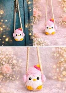 Crochet Penguin car hanging