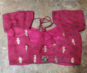 Magent Embroidered Saree
