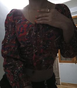 Tribal Printed Ethnic Crop Top